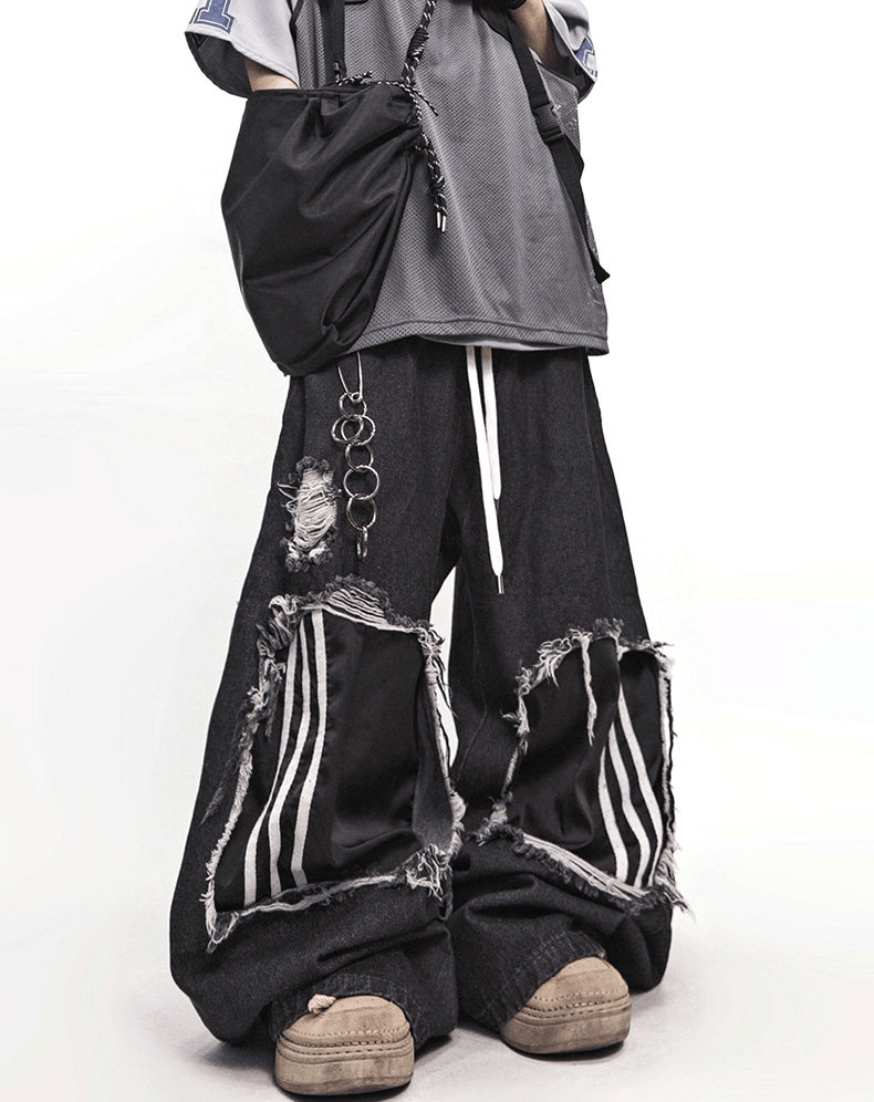 Vintage Distressed Stripe Patch Jeans - COPPING THREADS - CT Select