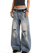 Vintage Distressed Wide - Leg Denim - COPPING THREADS - 0123Start