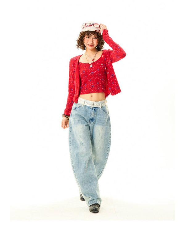 Vintage Ditsy Flower Print Cardigan Set - COPPING THREADS - YOUNG STAGE