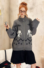 Vintage Dog Bow Pattern Knit Cardigan - COPPING THREADS - CHICISLAND