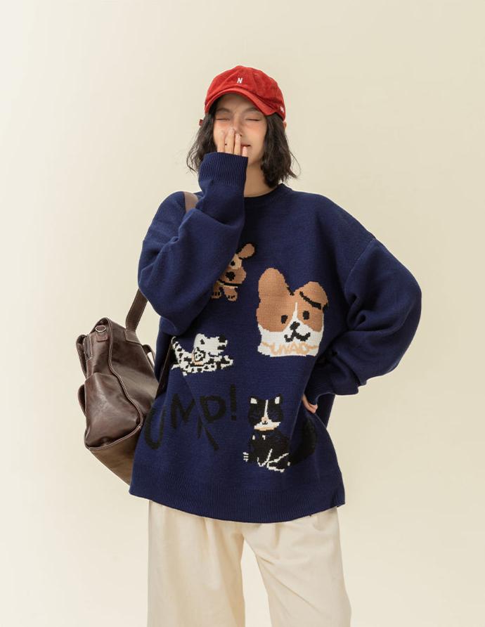 Vintage Dog Graphic Crewneck Pullover - COPPING THREADS - CHICISLAND