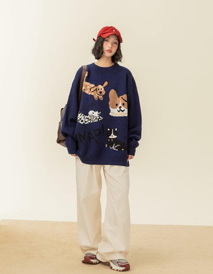 Vintage Dog Graphic Crewneck Pullover - COPPING THREADS - CHICISLAND