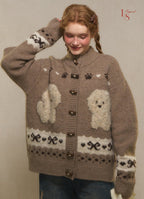 Vintage Dog Jacquard Toggle Knit Cardigan - COPPING THREADS - CHICISLAND