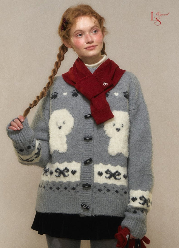 Vintage Dog Jacquard Toggle Knit Cardigan - COPPING THREADS - CHICISLAND