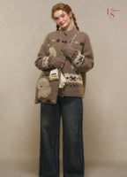 Vintage Dog Jacquard Toggle Knit Cardigan - COPPING THREADS - CHICISLAND