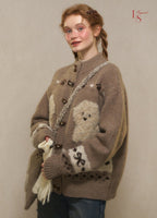 Vintage Dog Jacquard Toggle Knit Cardigan - COPPING THREADS - CHICISLAND