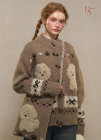 Vintage Dog Jacquard Toggle Knit Cardigan - COPPING THREADS - CHICISLAND