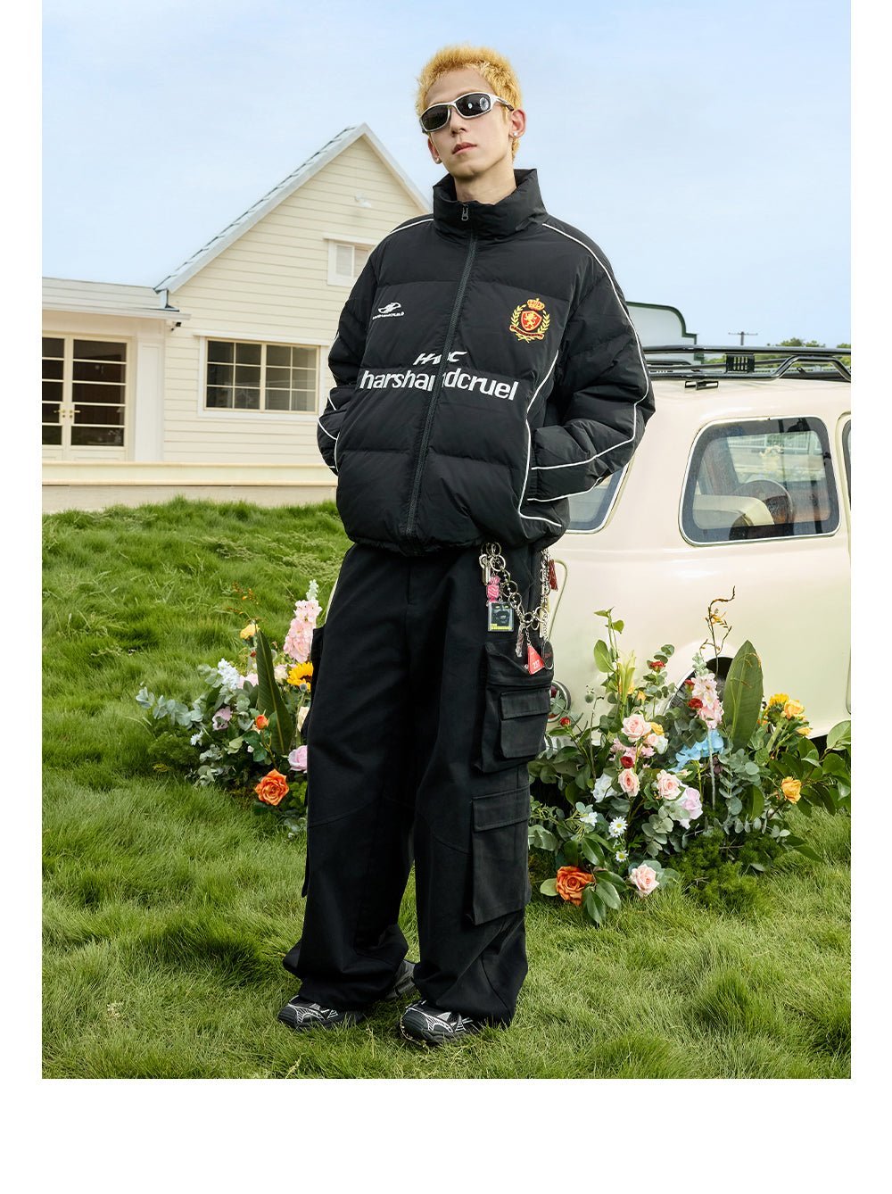 Vintage Embroidered Badge Patchwork Puffer Jacket - COPPING THREADS - Harsh and Cruel