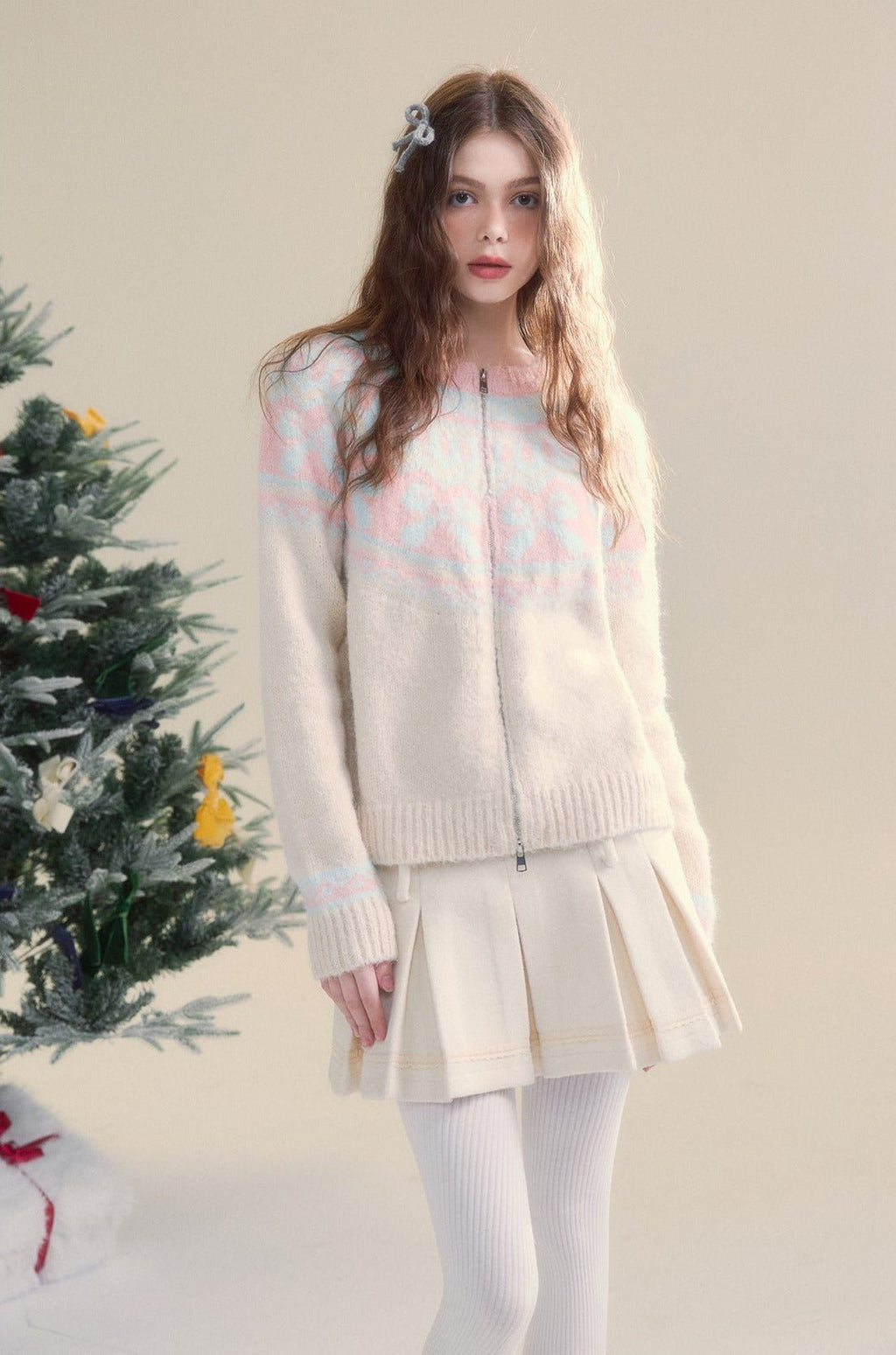 Vintage Fair Isle bow tie Pattern Cardigan Sweater - COPPING THREADS - SUNSETPARK