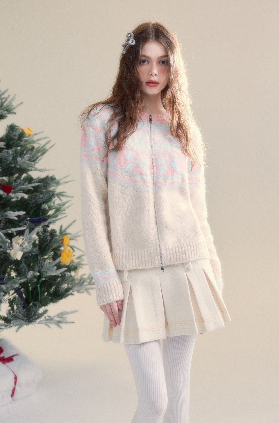 Vintage Fair Isle bow tie Pattern Cardigan Sweater - COPPING THREADS - SUNSETPARK