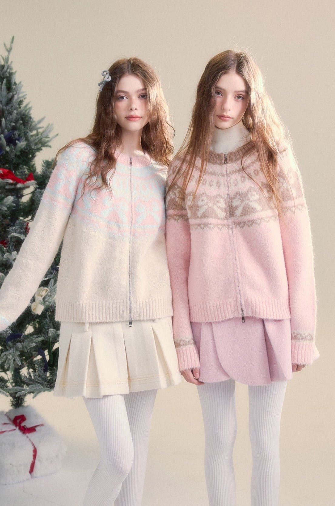 Vintage Fair Isle bow tie Pattern Cardigan Sweater - COPPING THREADS - SUNSETPARK