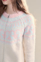 Vintage Fair Isle bow tie Pattern Cardigan Sweater - COPPING THREADS - SUNSETPARK