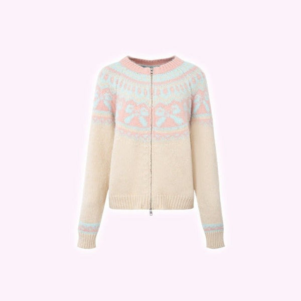 Vintage Fair Isle bow tie Pattern Cardigan Sweater - COPPING THREADS - SUNSETPARK