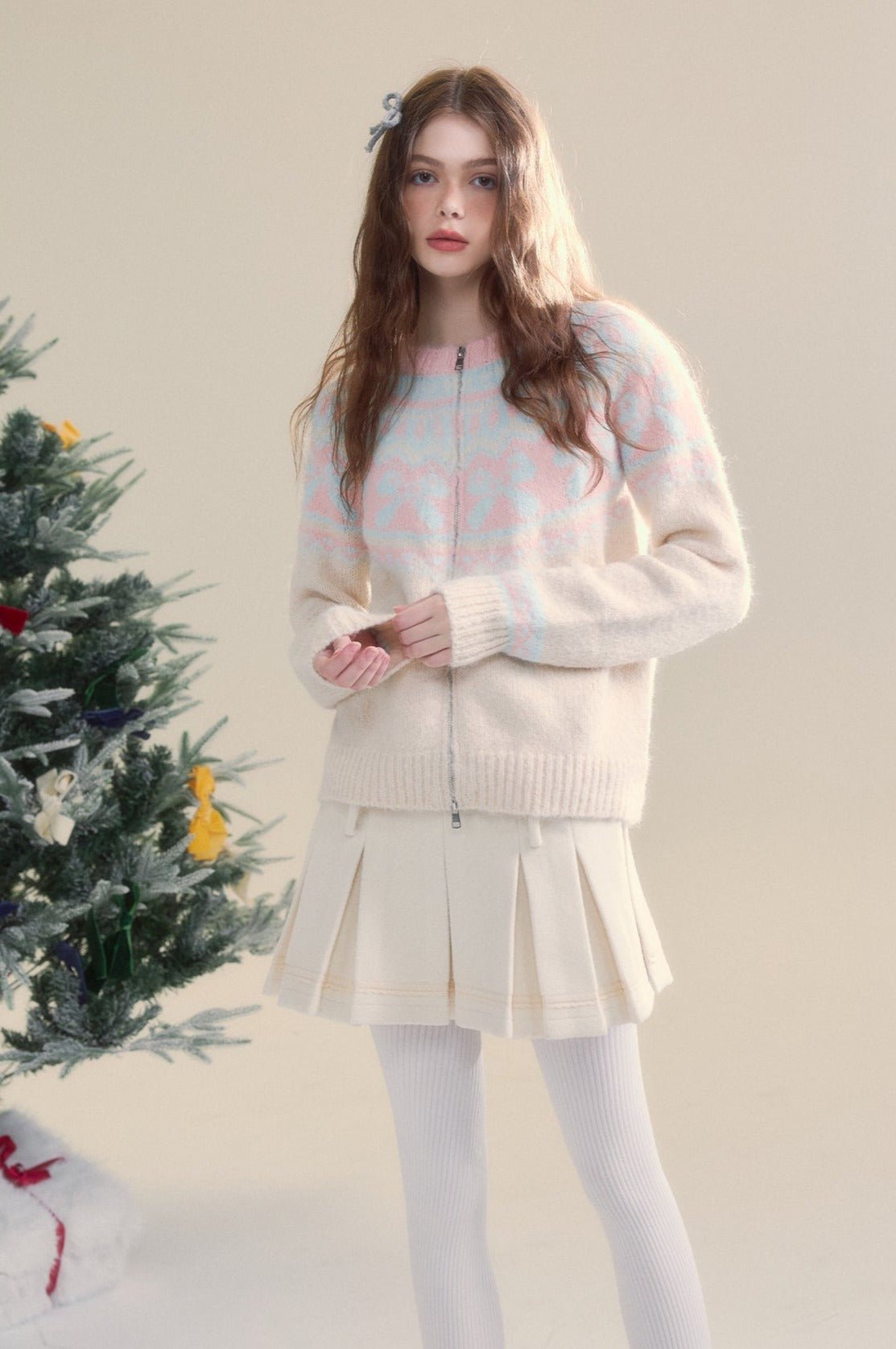 Vintage Fair Isle bow tie Pattern Cardigan Sweater - COPPING THREADS - SUNSETPARK