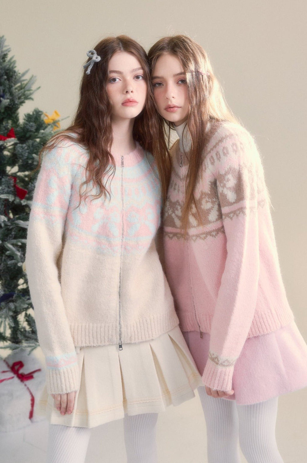 Vintage Fair Isle bow tie Pattern Cardigan Sweater - COPPING THREADS - SUNSETPARK