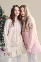 Vintage Fair Isle bow tie Pattern Cardigan Sweater - COPPING THREADS - SUNSETPARK