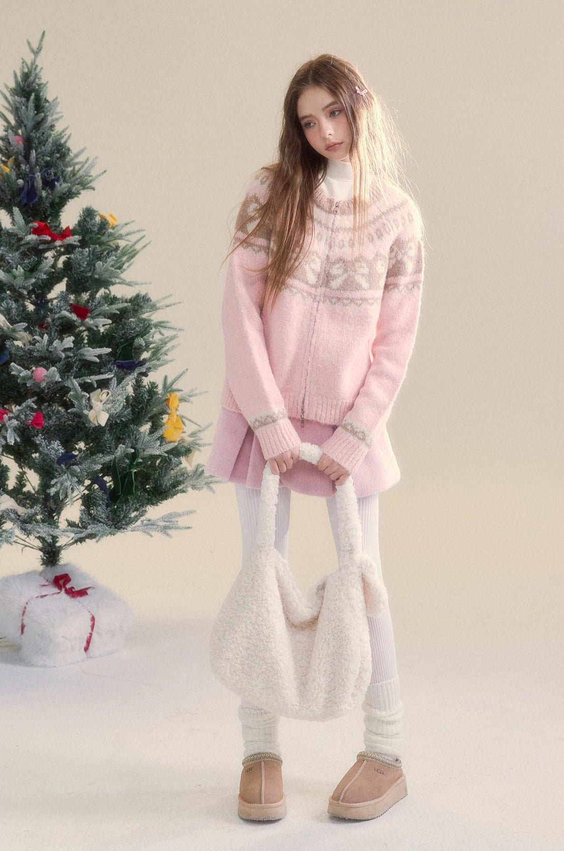 Vintage Fair Isle bow tie Pattern Cardigan Sweater - COPPING THREADS - SUNSETPARK