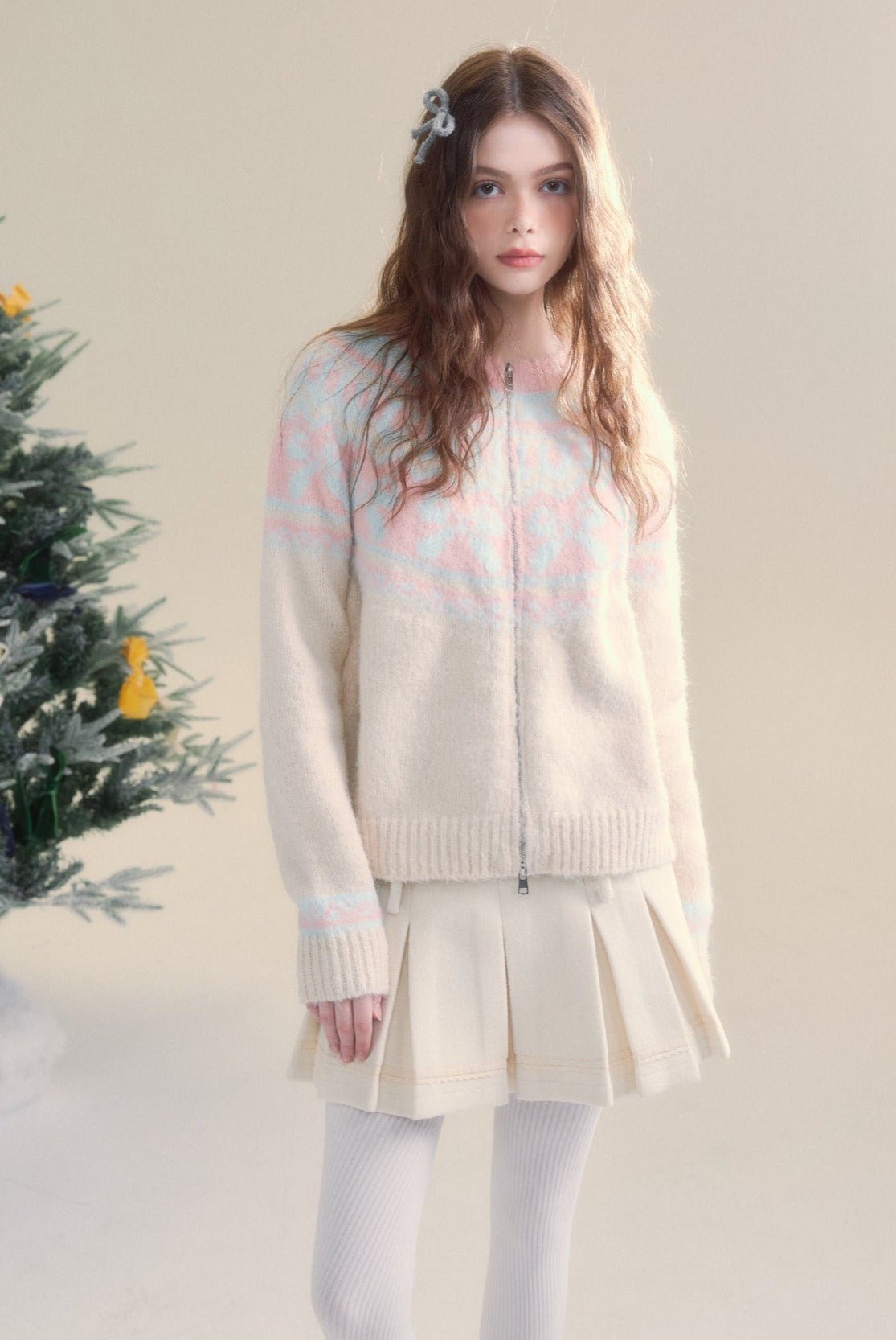 Vintage Fair Isle bow tie Pattern Cardigan Sweater - COPPING THREADS - SUNSETPARK