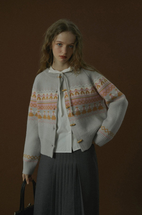 Vintage Fair Isle Dancing Figures Cardigan - COPPING THREADS - CHICISLAND