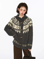Vintage Fair Isle Diamond Toggle Hooded Cardigan - COPPING THREADS - CHICISLAND