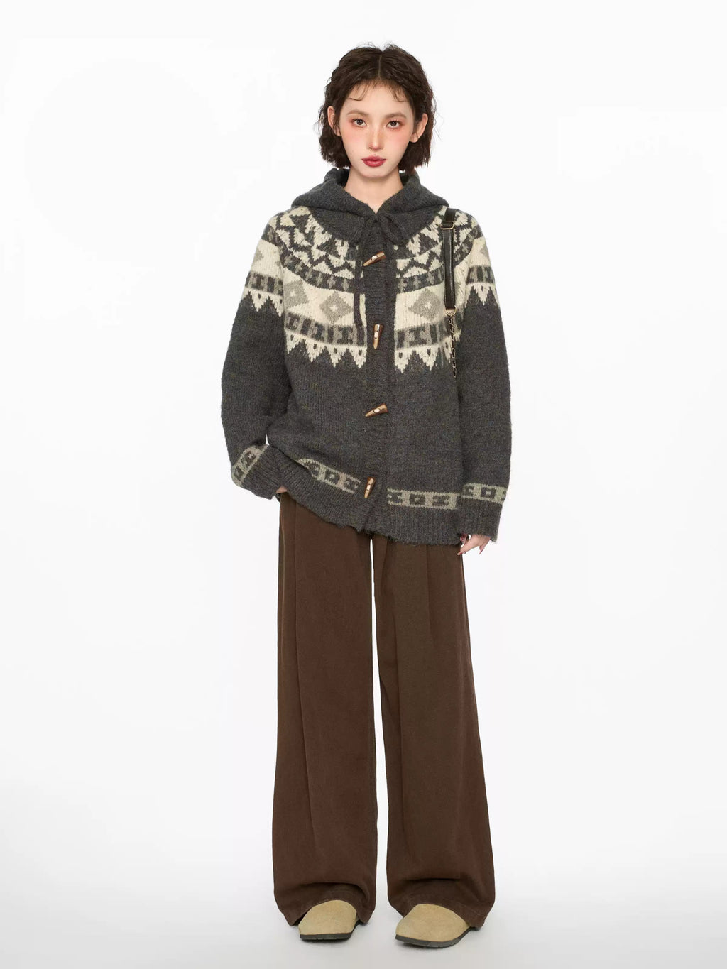 Vintage Fair Isle Diamond Toggle Hooded Cardigan - COPPING THREADS - CHICISLAND