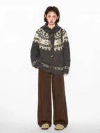 Vintage Fair Isle Diamond Toggle Hooded Cardigan - COPPING THREADS - CHICISLAND