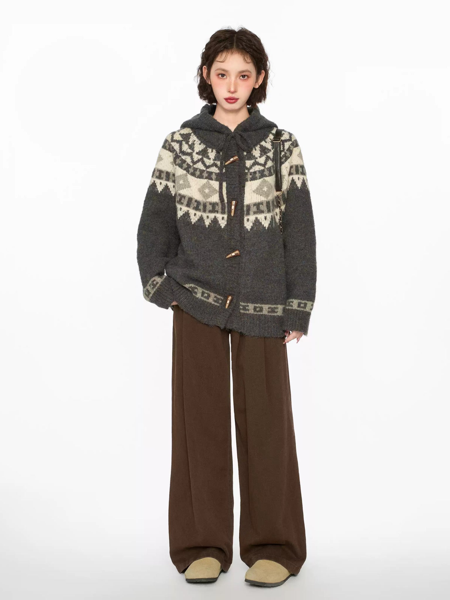 Vintage Fair Isle Diamond Toggle Hooded Cardigan - COPPING THREADS - CHICISLAND