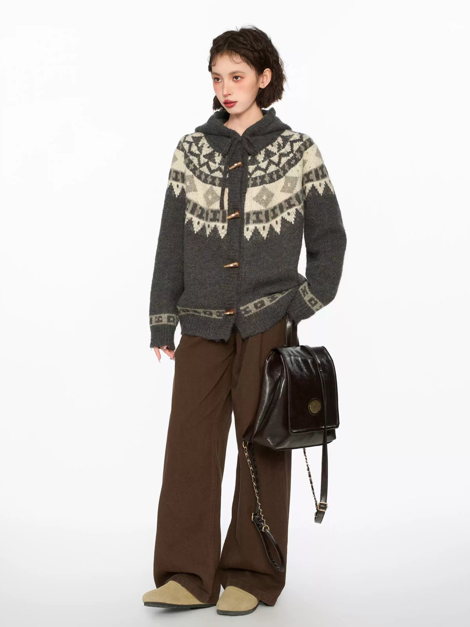 Vintage Fair Isle Diamond Toggle Hooded Cardigan - COPPING THREADS - CHICISLAND