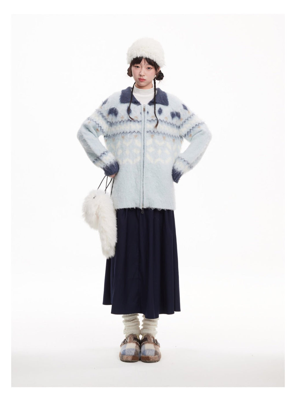 Vintage Fair Isle Pattern Collared Mohair Sweater - COPPING THREADS - CHICISLAND