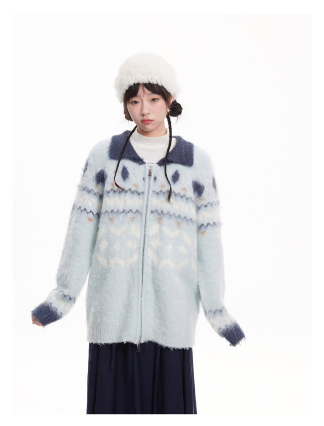 Vintage Fair Isle Muster Kragen Mohair Pullover Main Image