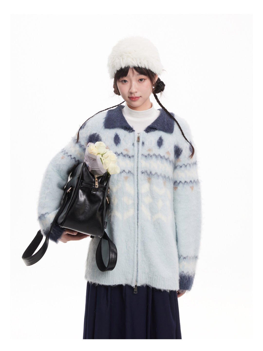 Vintage Fair Isle Pattern Collared Mohair Sweater - COPPING THREADS - CHICISLAND