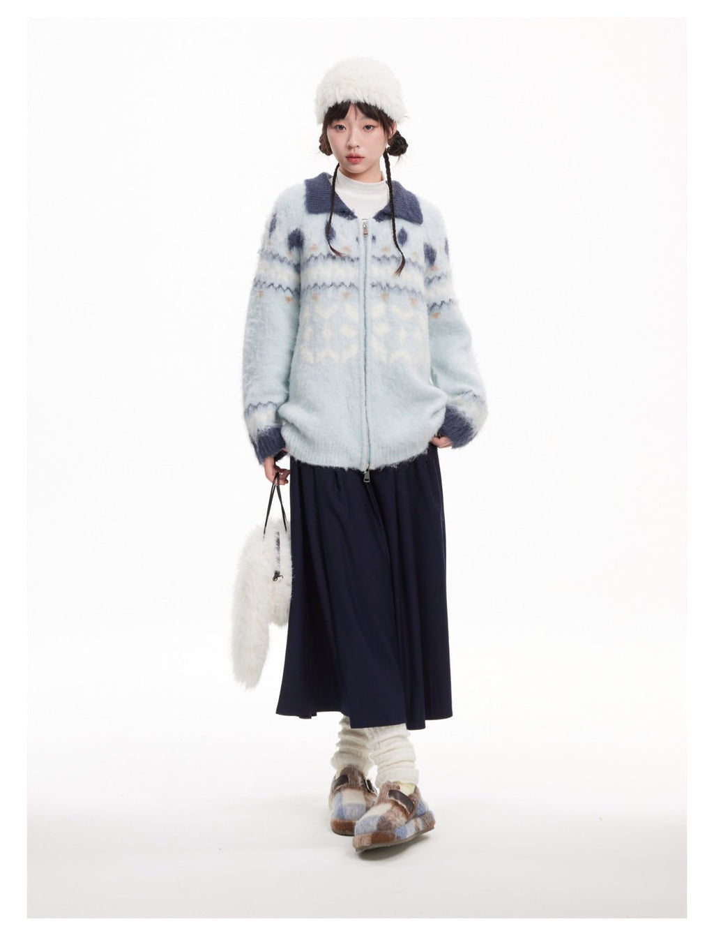 Vintage Fair Isle Pattern Collared Mohair Sweater - COPPING THREADS - CHICISLAND