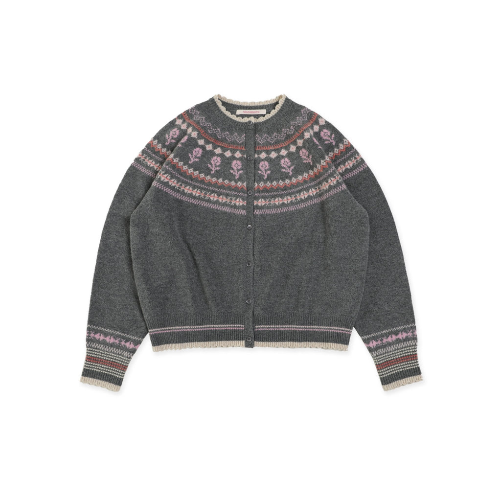 Vintage Fair Isle Rose Flower Knit Cardigan - COPPING THREADS - MOROMORO