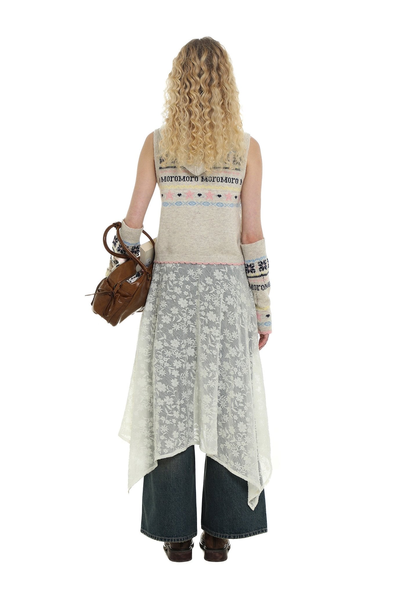 Vintage Fair Isle Star Contrast Trim Hooded Sleeveless Knit Vest - COPPING THREADS - MOROMORO