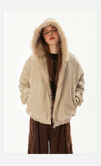 Vintage Faux Fur Collar Puffer Coat - COPPING THREADS - CHICISLAND