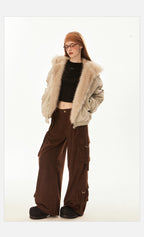 Vintage Faux Fur Collar Puffer Coat - COPPING THREADS - CHICISLAND
