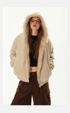 Vintage Faux Fur Collar Puffer Coat - COPPING THREADS - CHICISLAND