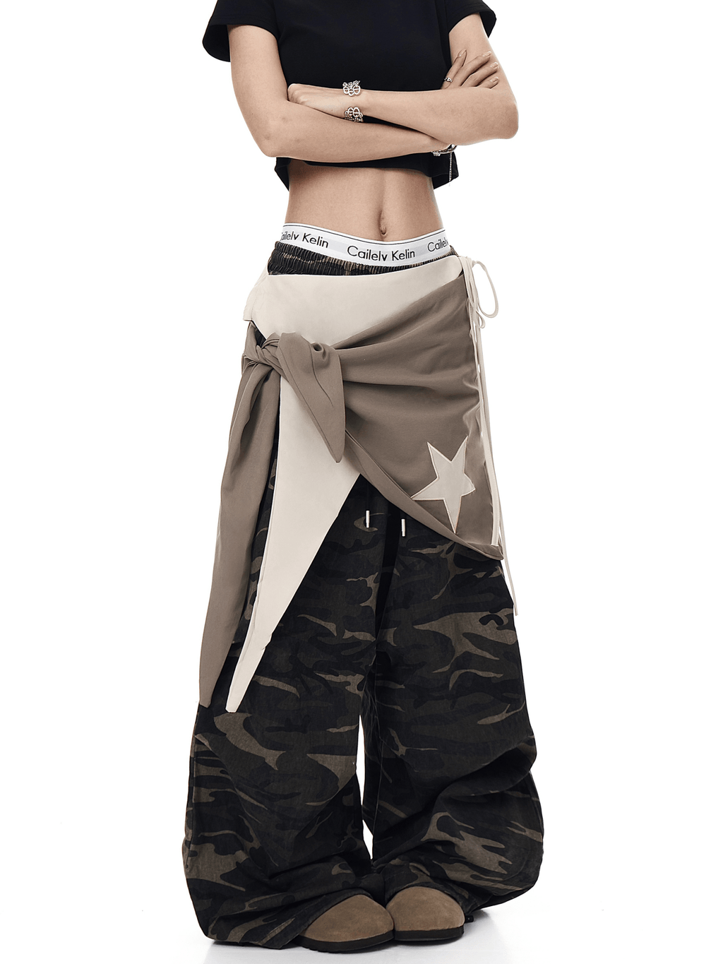 Vintage Faux - Layered Camo Wide - Leg Utility Pants - COPPING THREADS - CT Select