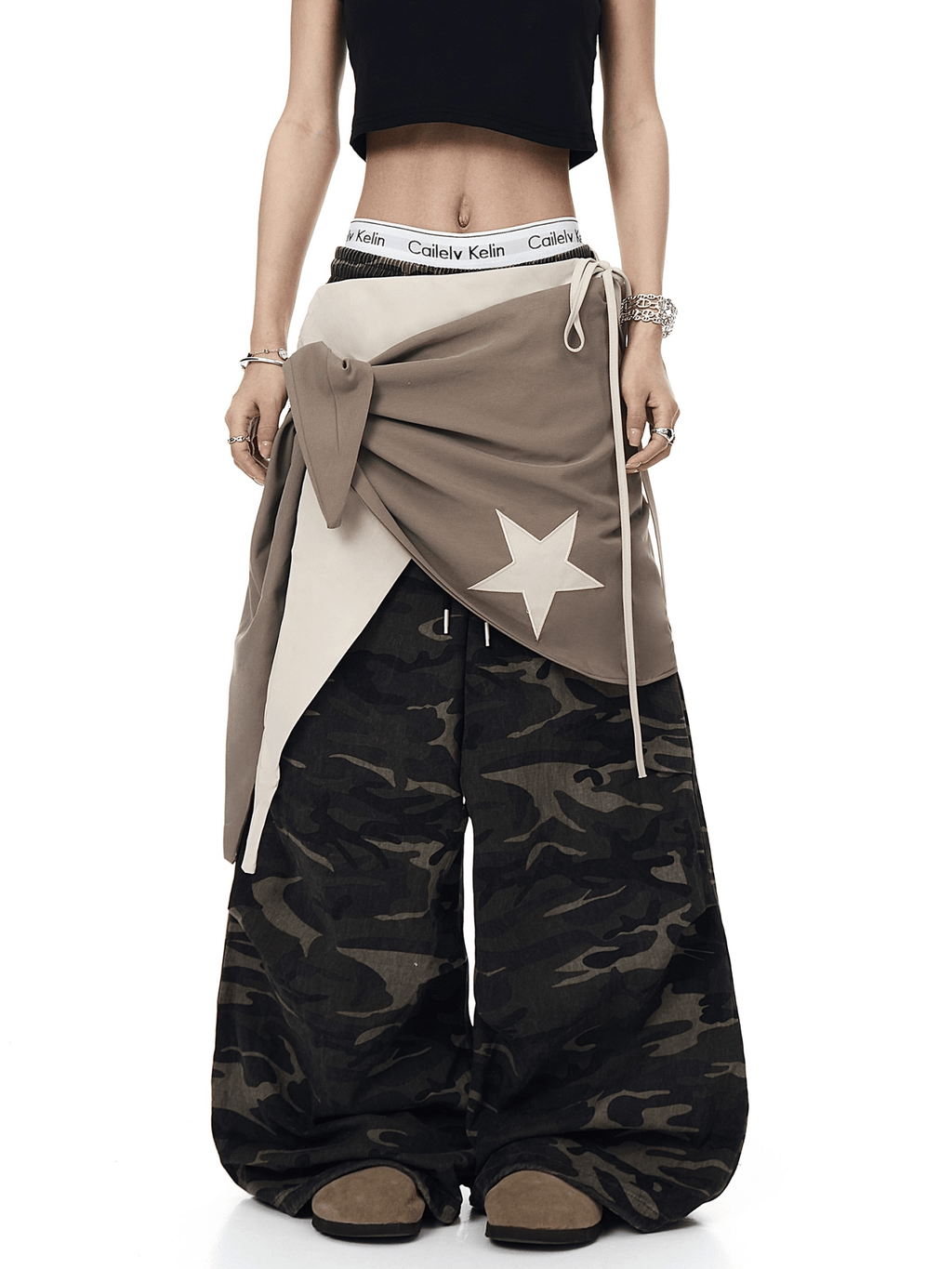 Vintage Faux - Layered Camo Wide - Leg Utility Pants - COPPING THREADS - CT Select