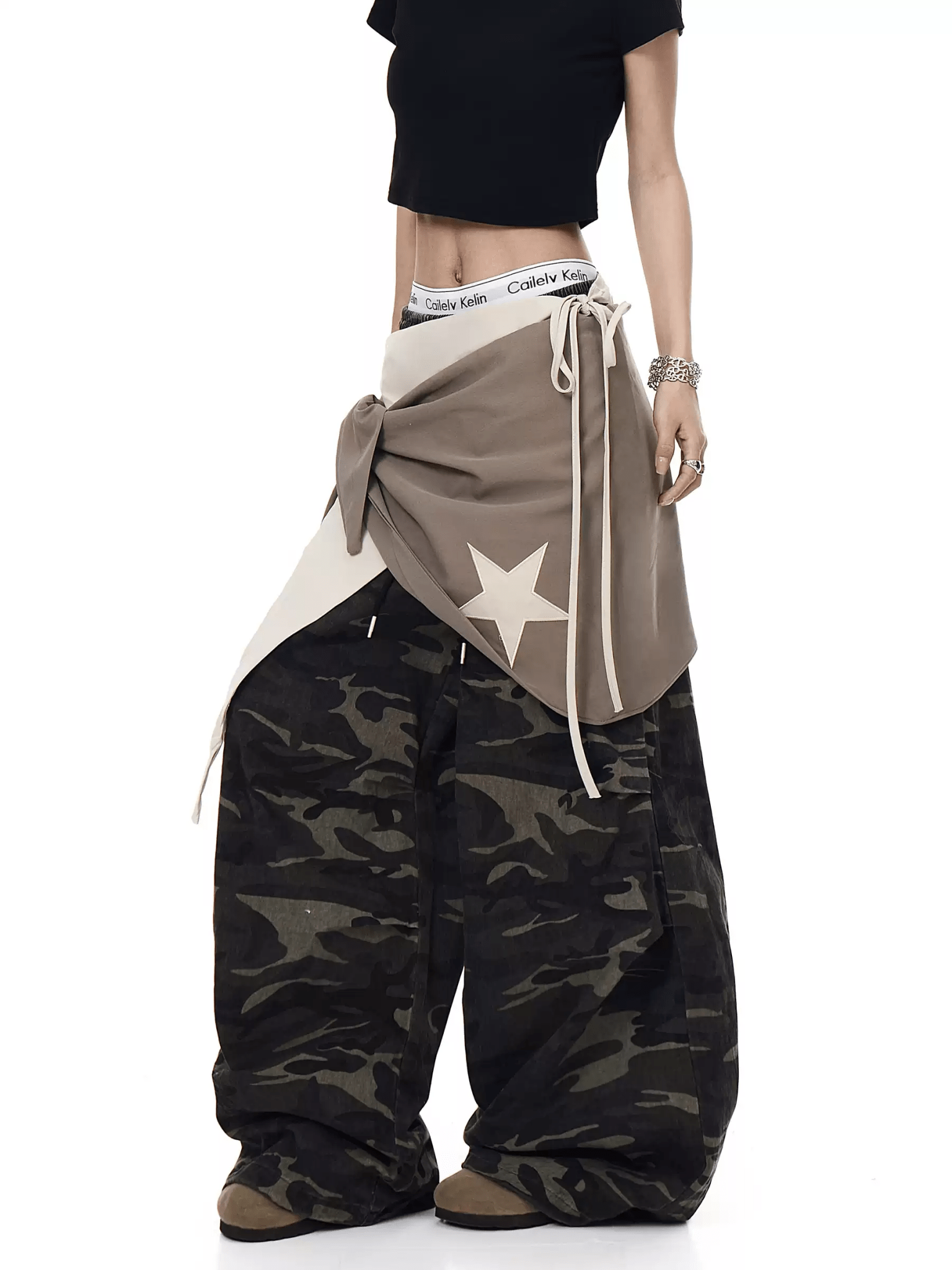 Vintage Faux - Layered Camo Wide - Leg Utility Pants - COPPING THREADS - CT Select