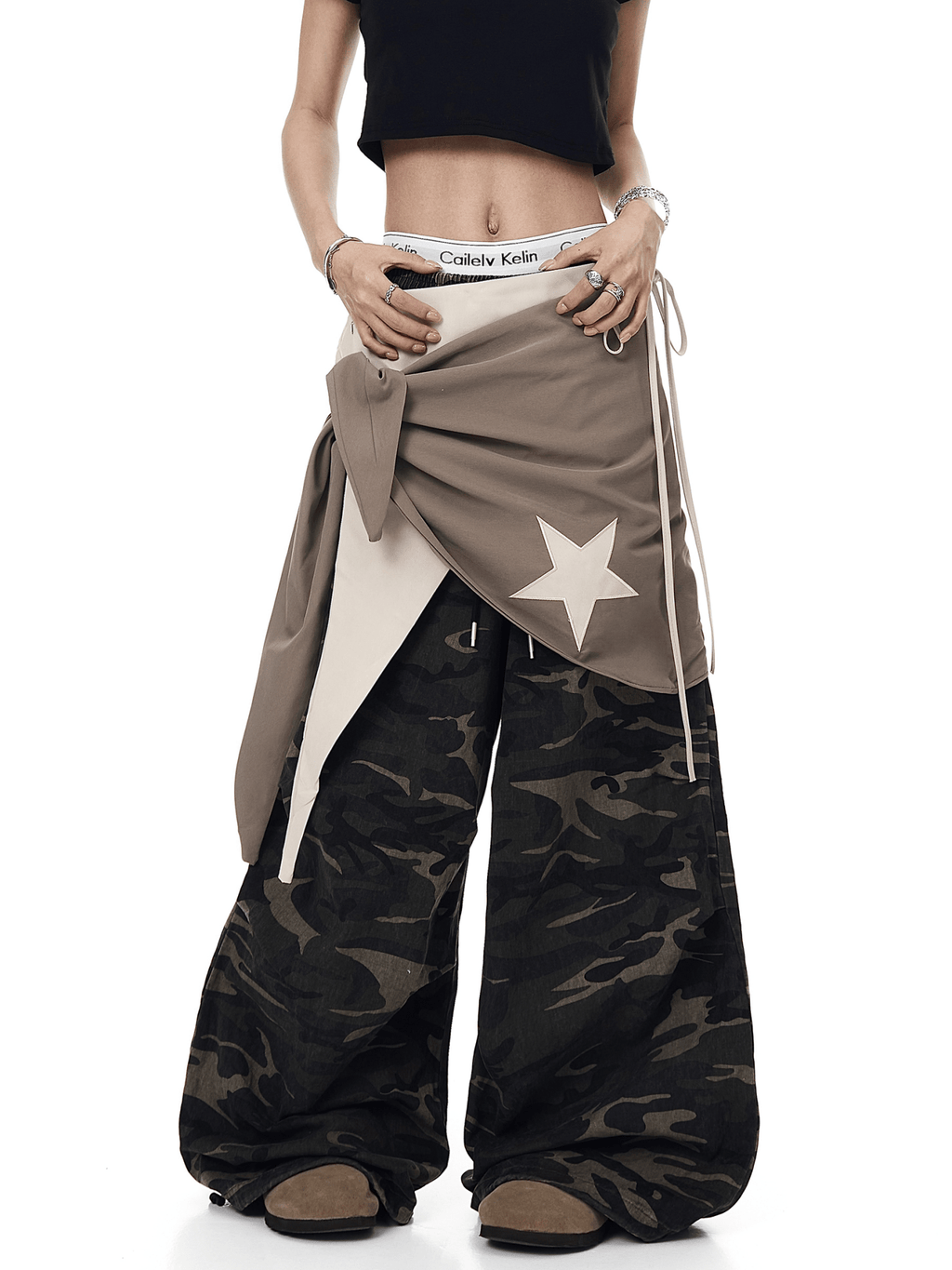 Vintage Faux - Layered Camo Wide - Leg Utility Pants - COPPING THREADS - CT Select