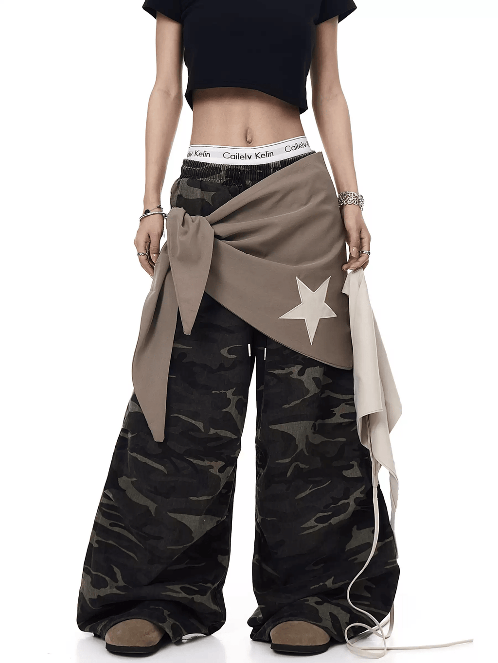 Vintage Faux - Layered Camo Wide - Leg Utility Pants - COPPING THREADS - CT Select