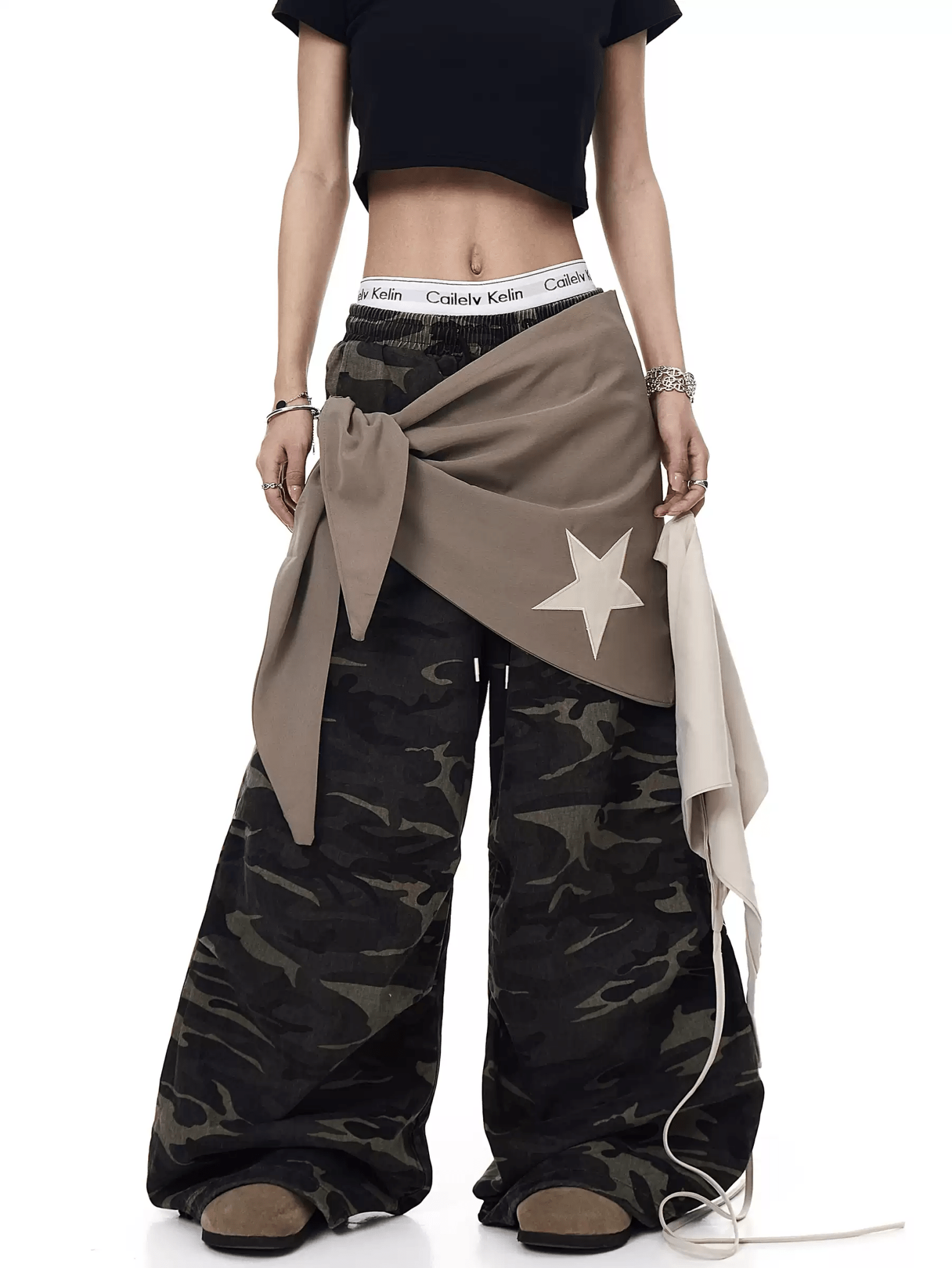 Vintage Faux - Layered Camo Wide - Leg Utility Pants - COPPING THREADS - CT Select