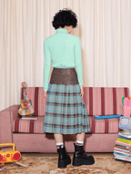 Vintage Faux Leather Waist Plaid Midi Skirt - COPPING THREADS - Chemical Girl