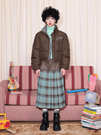 Vintage Faux Leather Waist Plaid Midi Skirt - COPPING THREADS - Chemical Girl