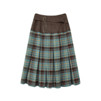 Vintage Faux Leather Waist Plaid Midi Skirt - COPPING THREADS - Chemical Girl