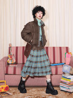 Vintage Faux Leather Waist Plaid Midi Skirt - COPPING THREADS - Chemical Girl