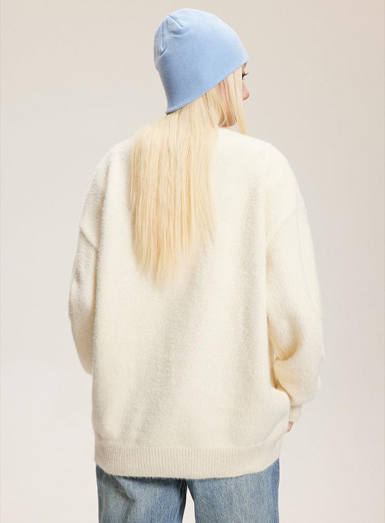 Vintage Faux Nerz Schleife-Strickpullover Zweitbild