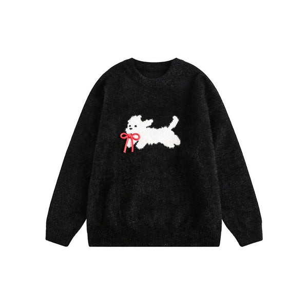 Vintage Faux Mink Bow - Knit Sweater - COPPING THREADS - CATTEE