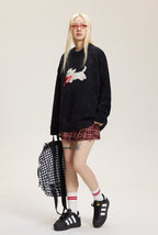 Vintage Faux Mink Bow - Knit Sweater - COPPING THREADS - CATTEE